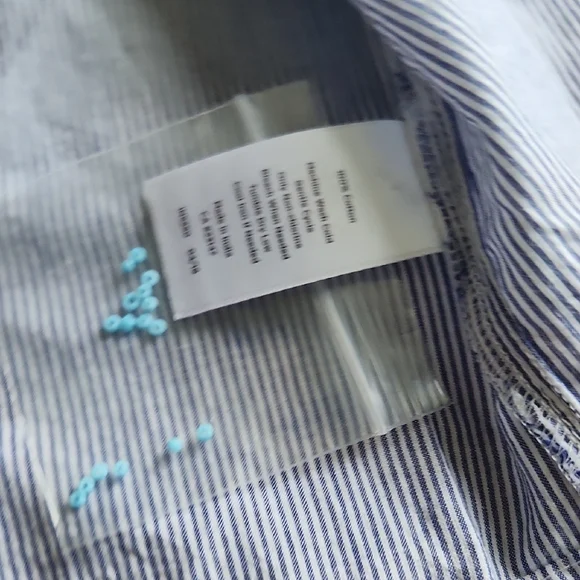 Talbots Blue Sleeveless Pleated Blouse with Bib Collar - Picture 5 of 8